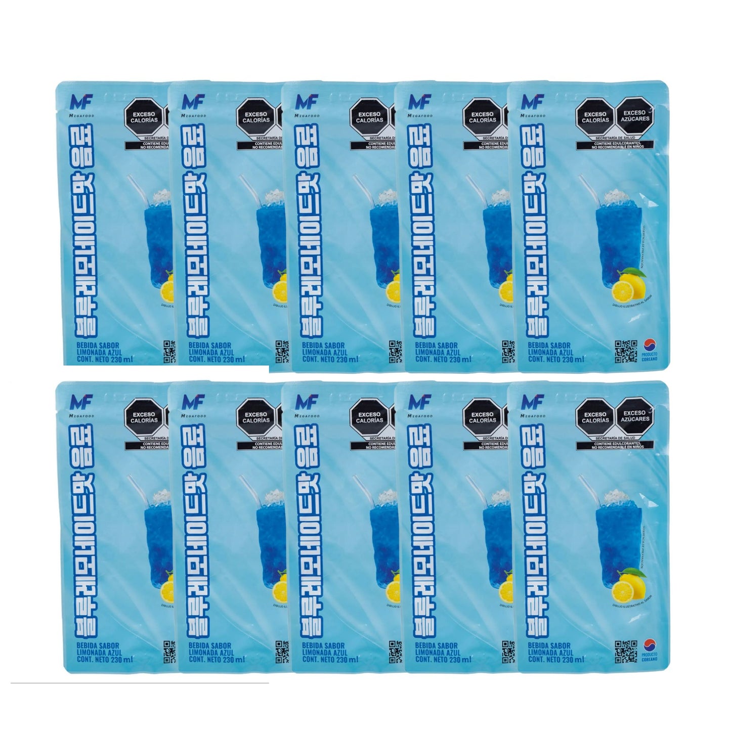MegaFood 과일 에이드 230ml 10봉지/ 1 Caja de 10 Bolsas de Bebida Coreana Jugo Tipo Ade 230ml