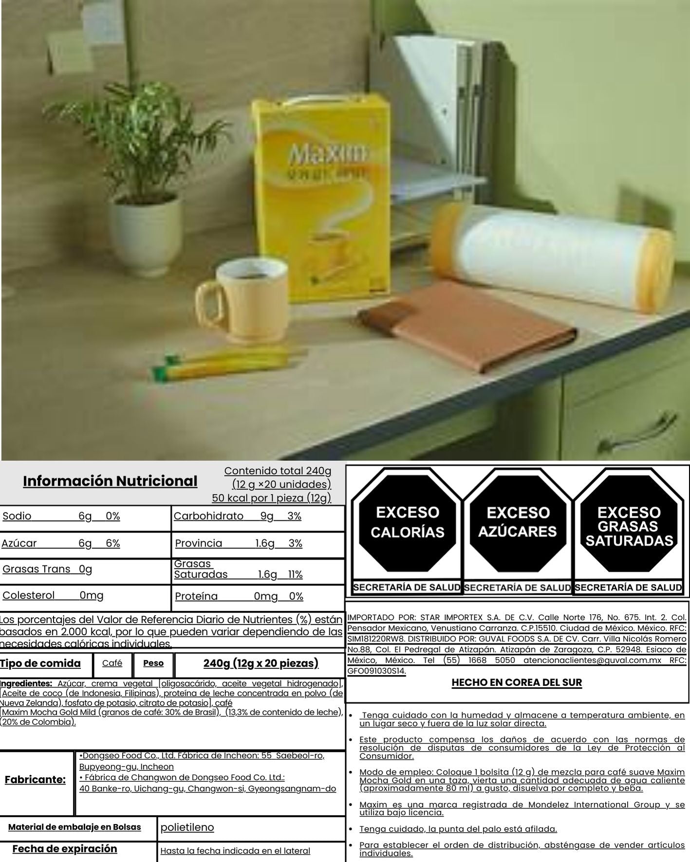 맥심커피 20봉 / Cafe Coreano Instantaneo Maxim 20 Sobres