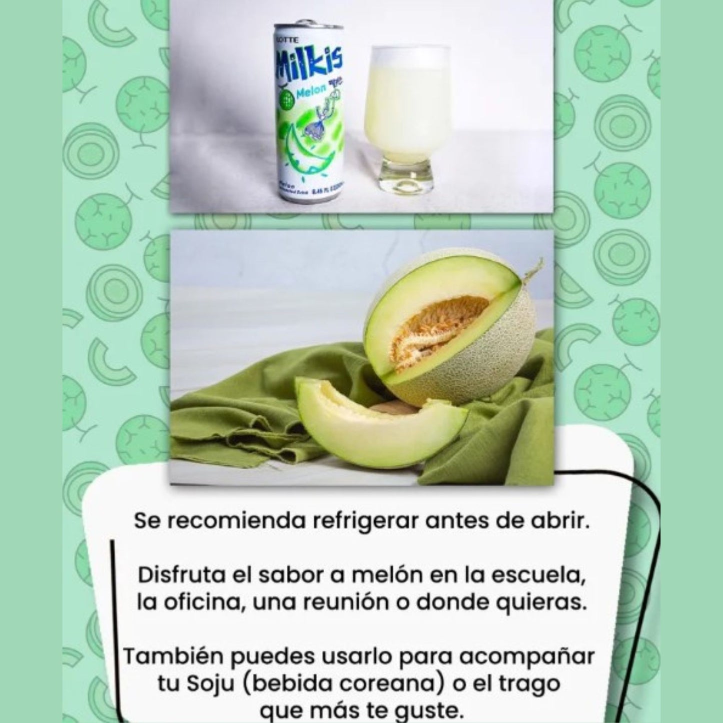밀키스 멜론맛 / Bebida Coreana Gaseosa Milkis Sabor Melon 1 Lata
