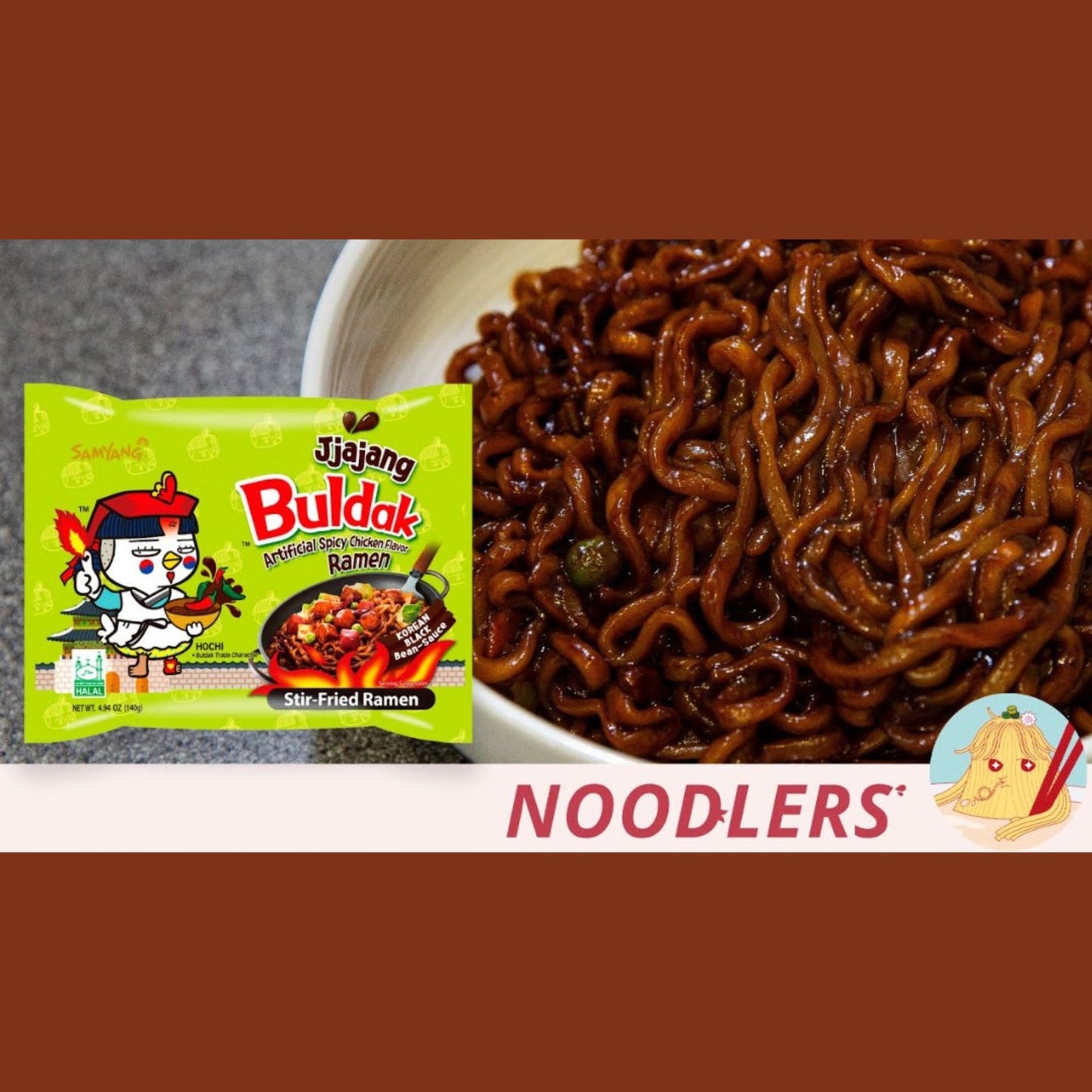 Sopa Instantánea Ramen Coreana Buldak Sabor de Jjajang Dulce Negro Picante 1 Bolsa