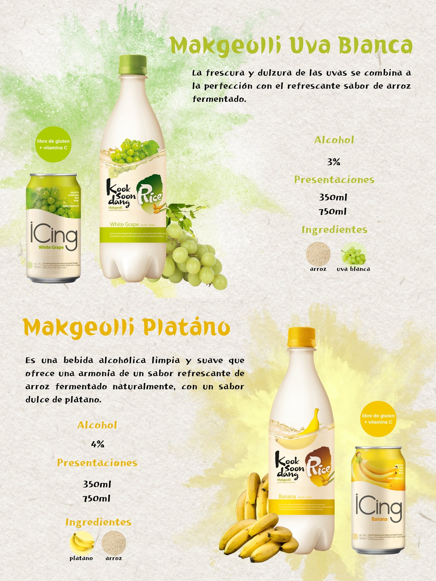국순당 막걸리 바나나맛 / Bebida Coreana Makkoli Kooksoondang Sabor Platano 1 Botella
