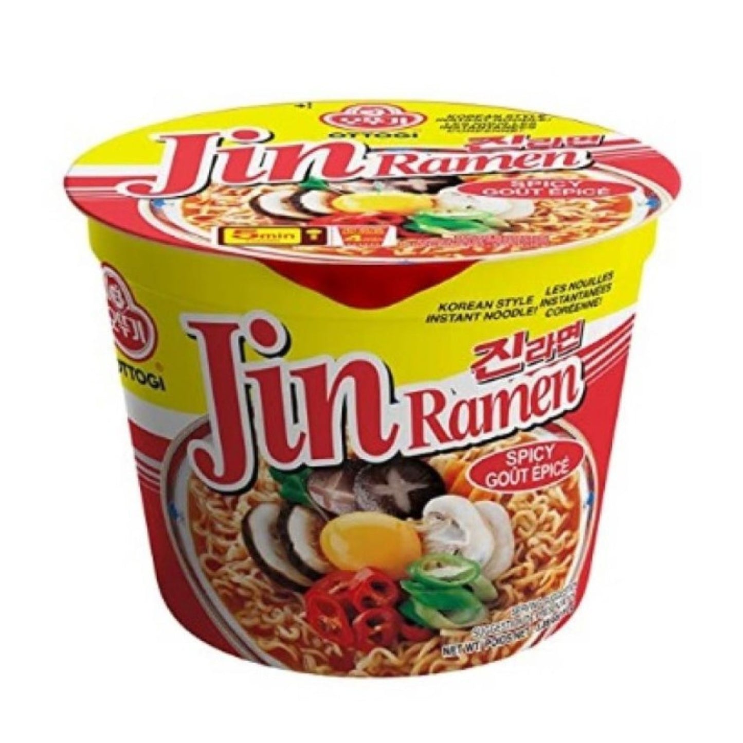 Sopa Instantánea Ramen Coreana Ottogi Jin Ramen Picante 110g Vaso Grande 1 cup