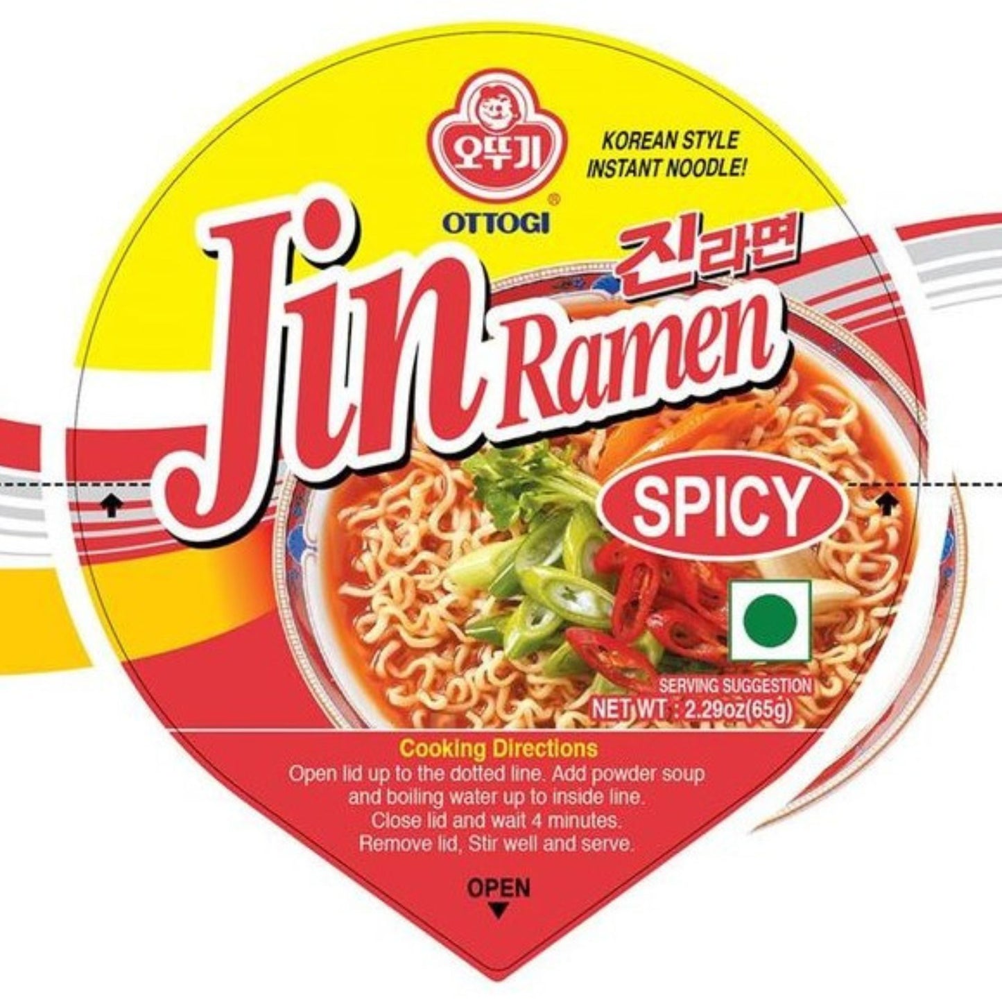 Sopa Instantánea Ramen Coreana Ottogi Jin Ramen Picante 110g Vaso Grande 1 cup