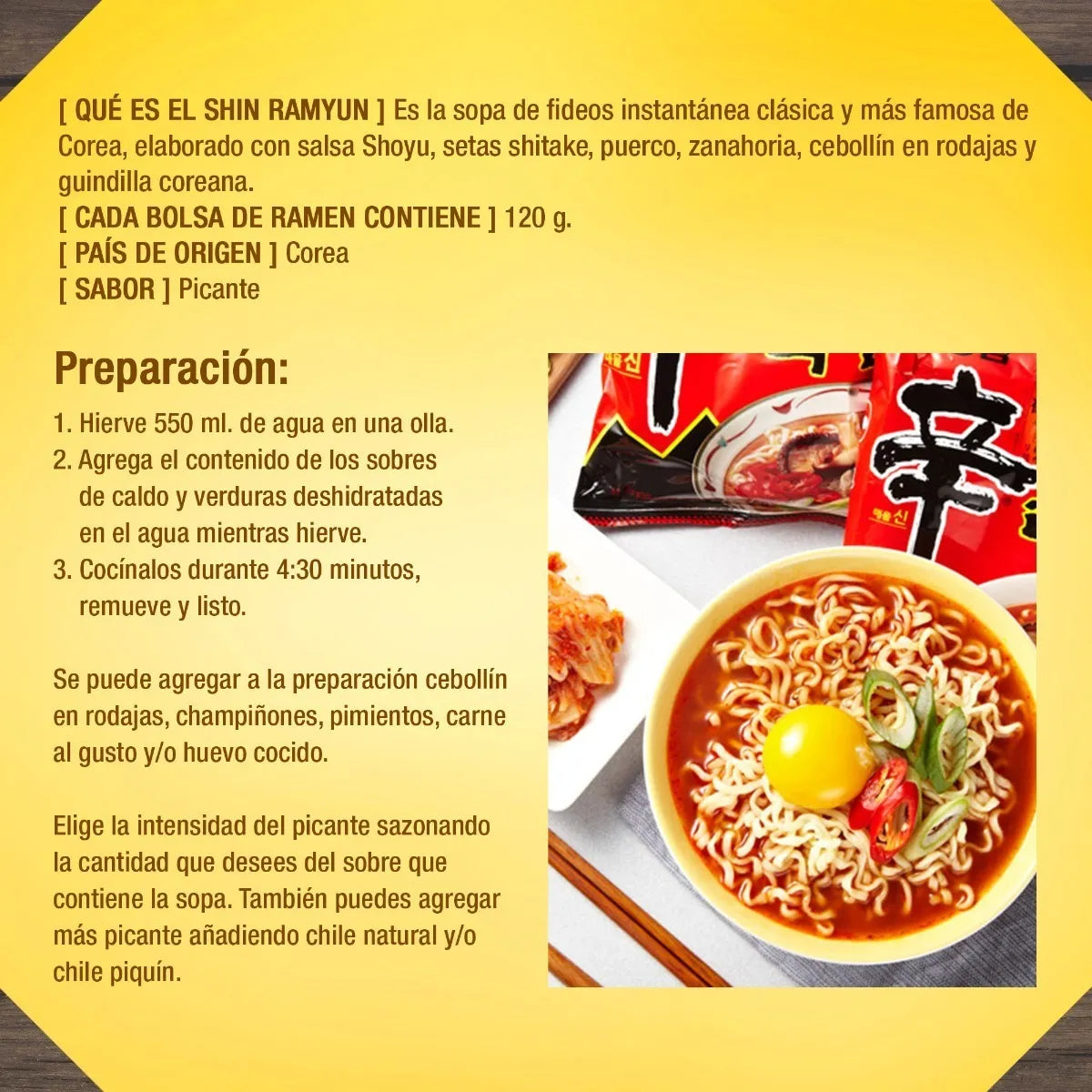 농심 신라면 / Ramen Instantáneo Picante Coreano Shin Ramen 1 Bolsa