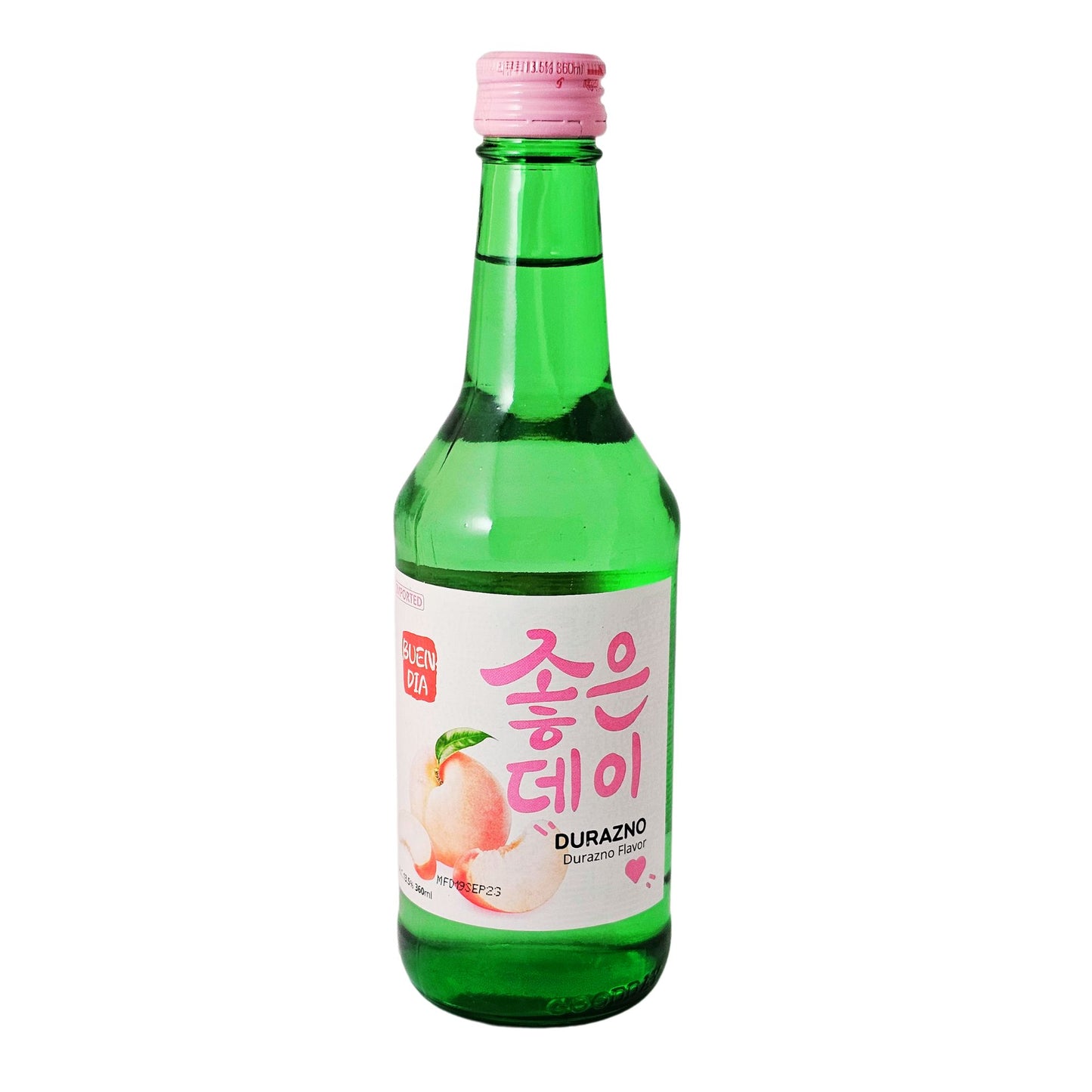 무학 좋은데이 소주 복숭아 맛 / Bebida Coreana Licor de Arroz Buen Día Soju Sabor de Durazno 1 botella