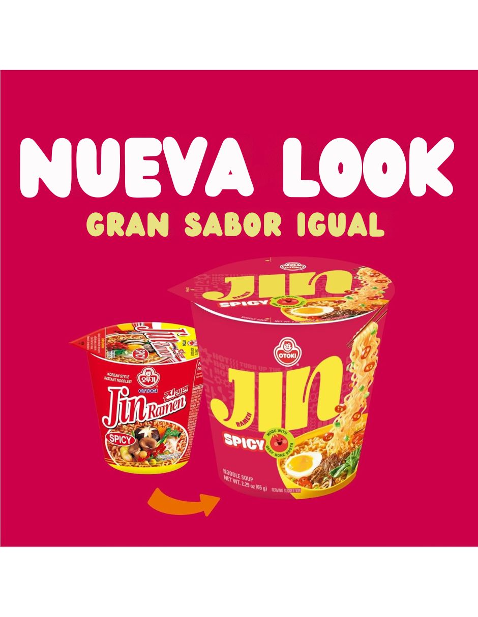 Sopa Instantánea 6 Ramen Coreana Ottogi Jin Vaso Picante 65g Version BTS