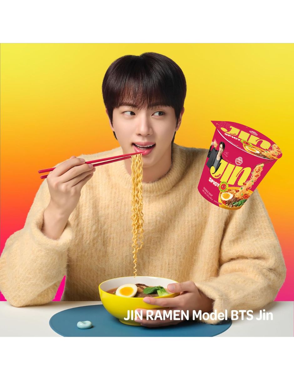 Sopa Instantánea 6 Ramen Coreana Ottogi Jin Vaso Picante 65g Version BTS