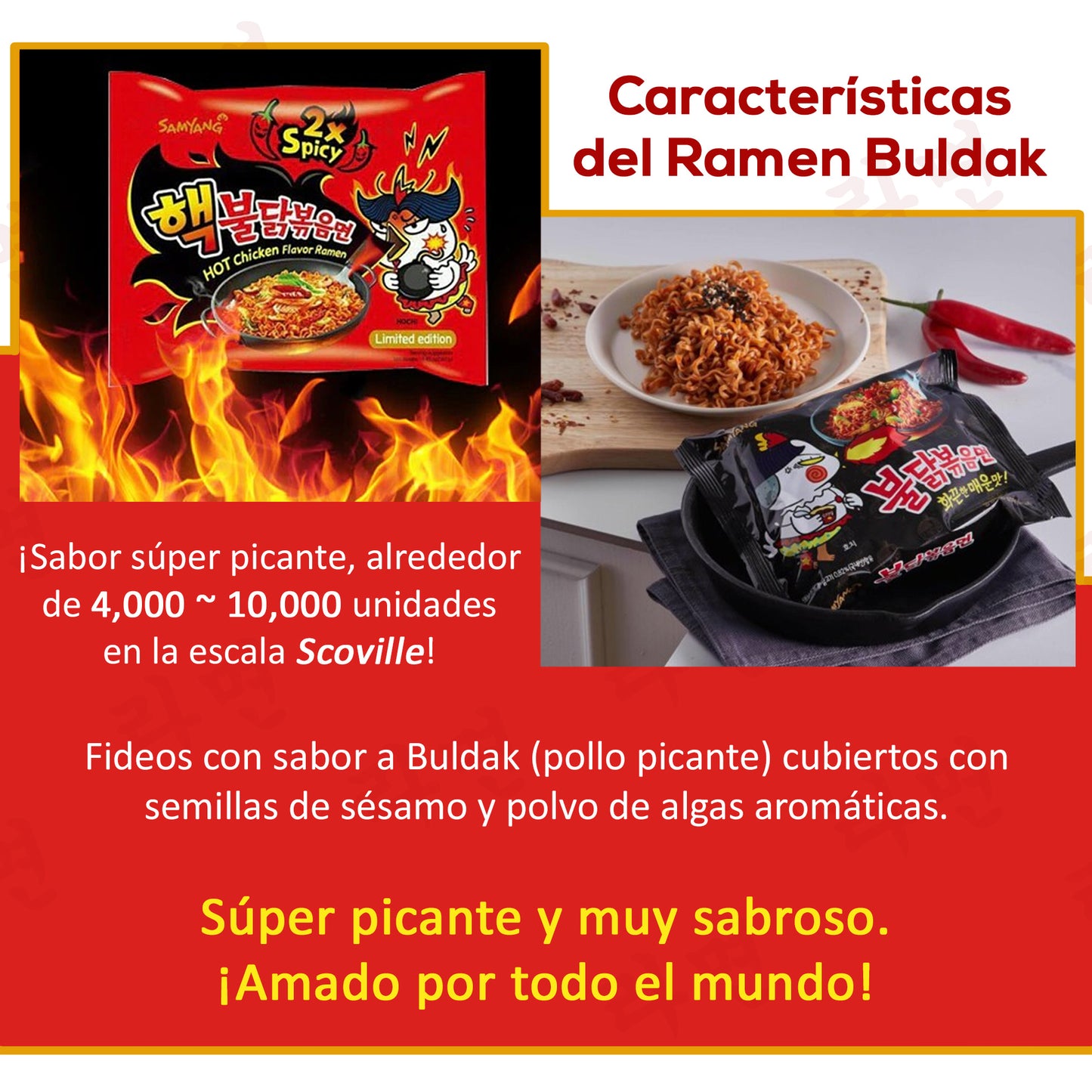 Sopa Instantánea Ramen Coreana Buldak Doble Picante 1 Bolsa