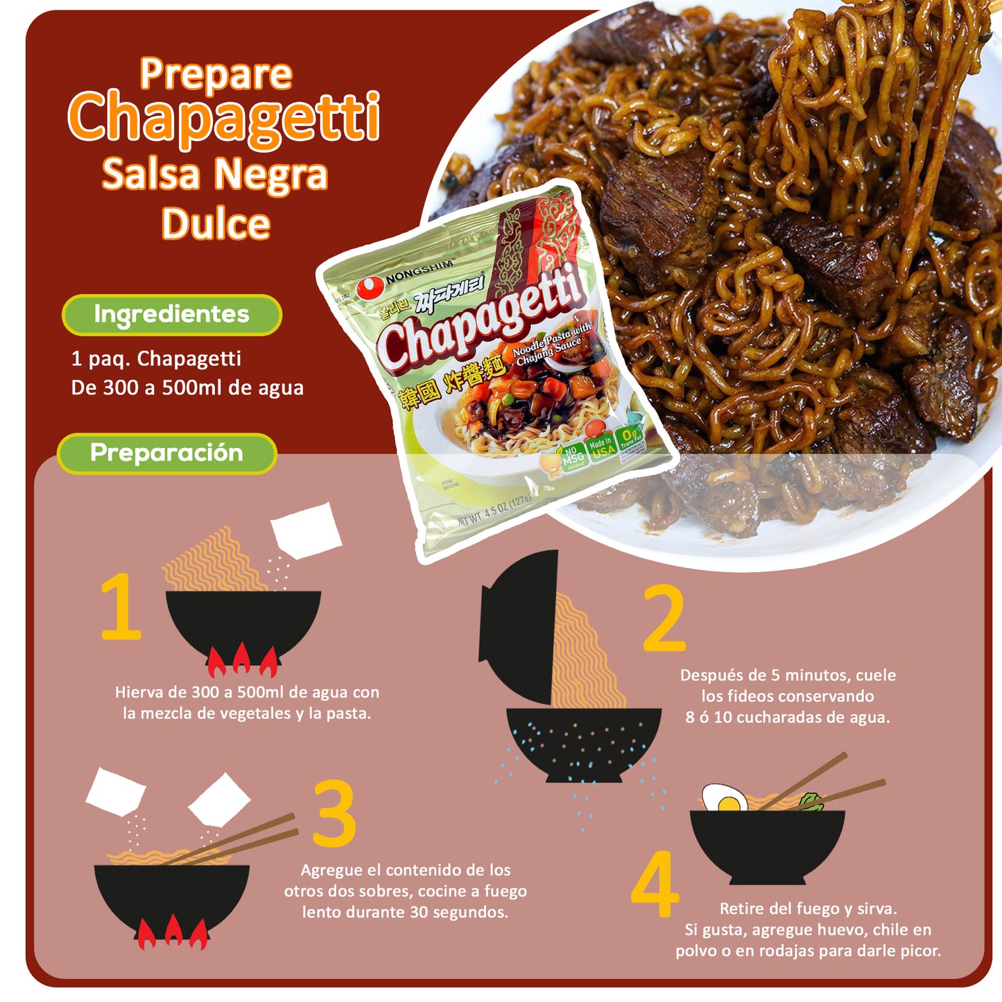 짜파게티 / Sopa Instantáneo Ramen Coreano Salsa Negro Dulce Nongshim Chapaguetti 1 Bolsa
