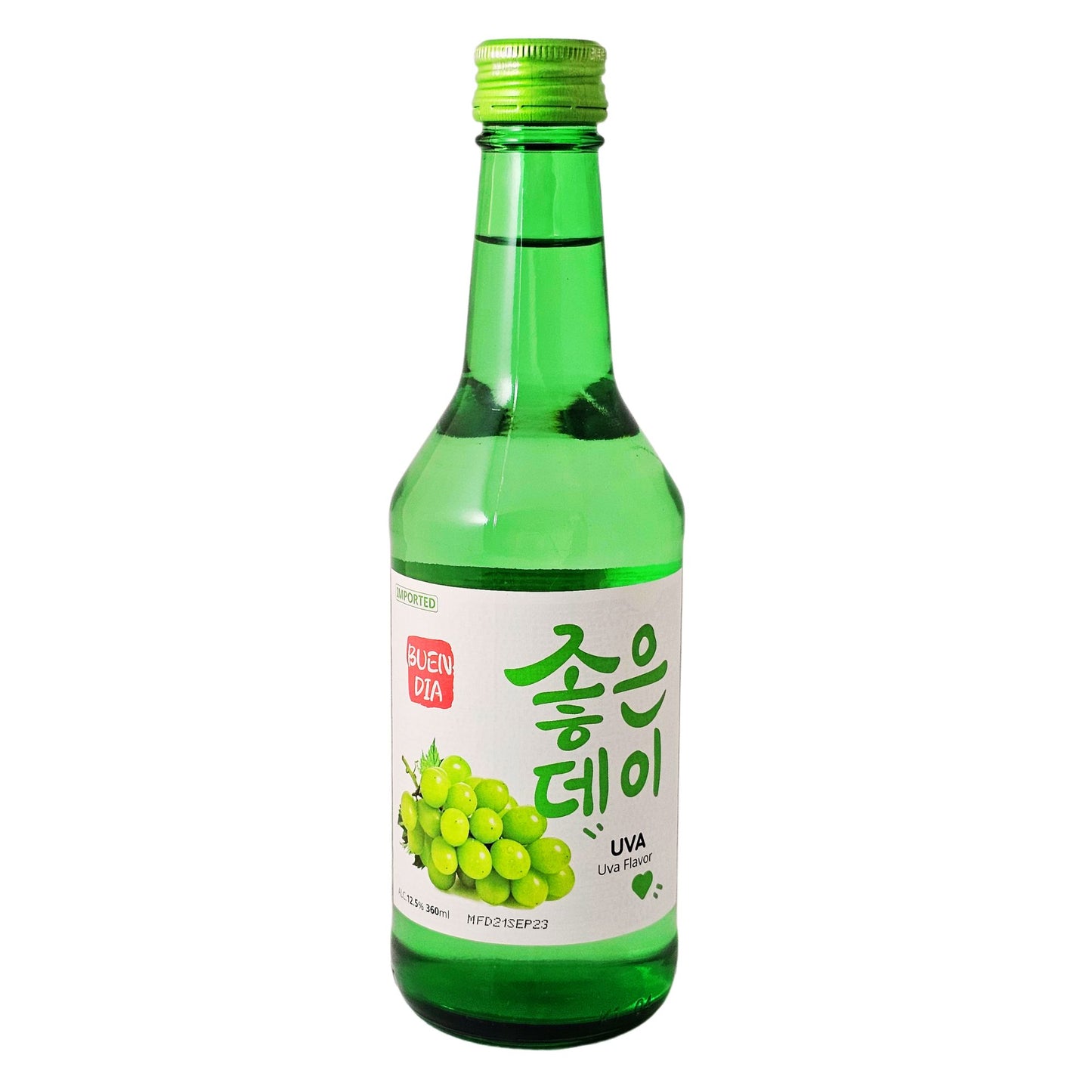 Bebida Coreana Licor de Arroz Buen Día Soju Sabor de Uva 1 Botella