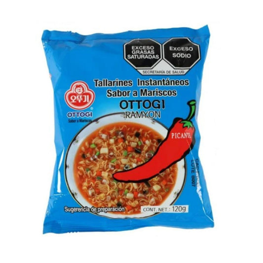 Sopa Instantánea Ramen Coreana Picante Ottogi/Otoki Nuevo Empaque Sabor Caldo de Mariscos 1 cup