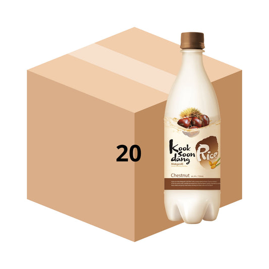 1 Caja de 20 Botellas Bebida Coreana Makkoli Kooksoondang Sabor Castaña 750ml