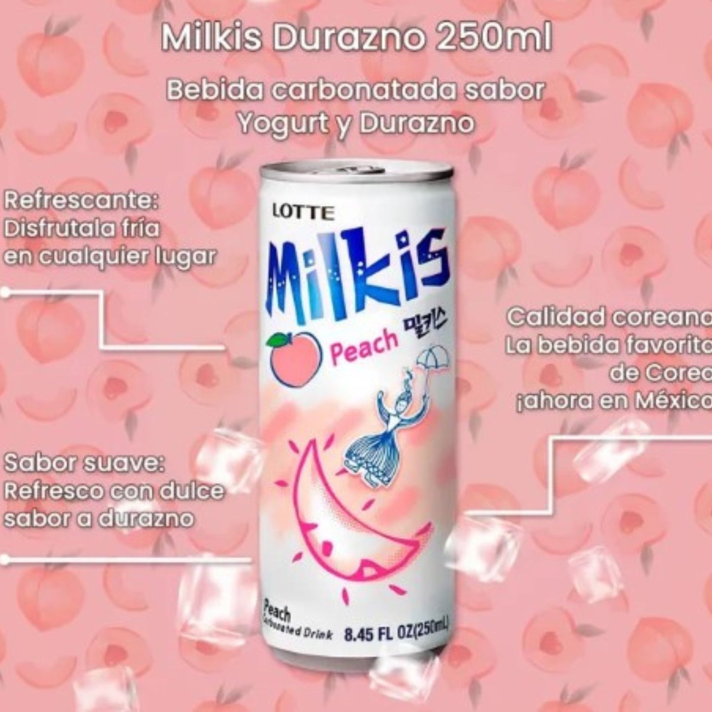 밀키스 복숭아맛 / Bebida Coreana Gaseosa Milkis Sabor Durazno 1 Lata