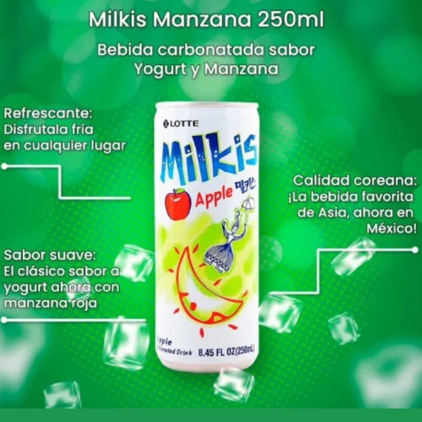 밀키스 사과맛 / Bebida Coreana Gaseosa Milkis Sabor Manzana 1 Lata