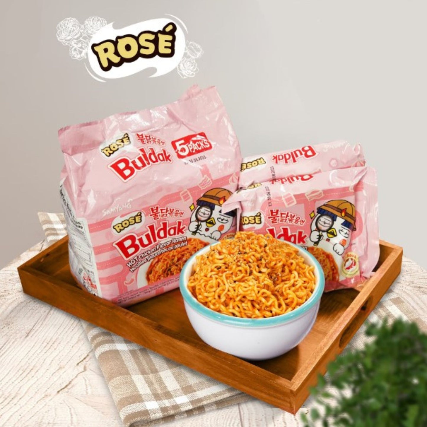 Sopa Instantánea Ramen Coreana Buldak Sabor de Rose 1 Bolsa