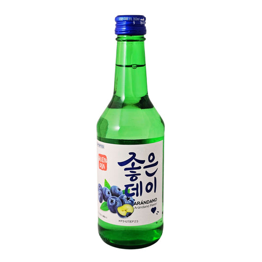 Bebida Coreana Licor de Arroz Buen Día Soju Sabor de Arandano 1 Botella