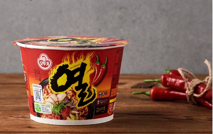 Sopa Instantánea Ramen Coreana Ottogi Hot Ramen Super Picante 110g Vaso Grande 1 cup