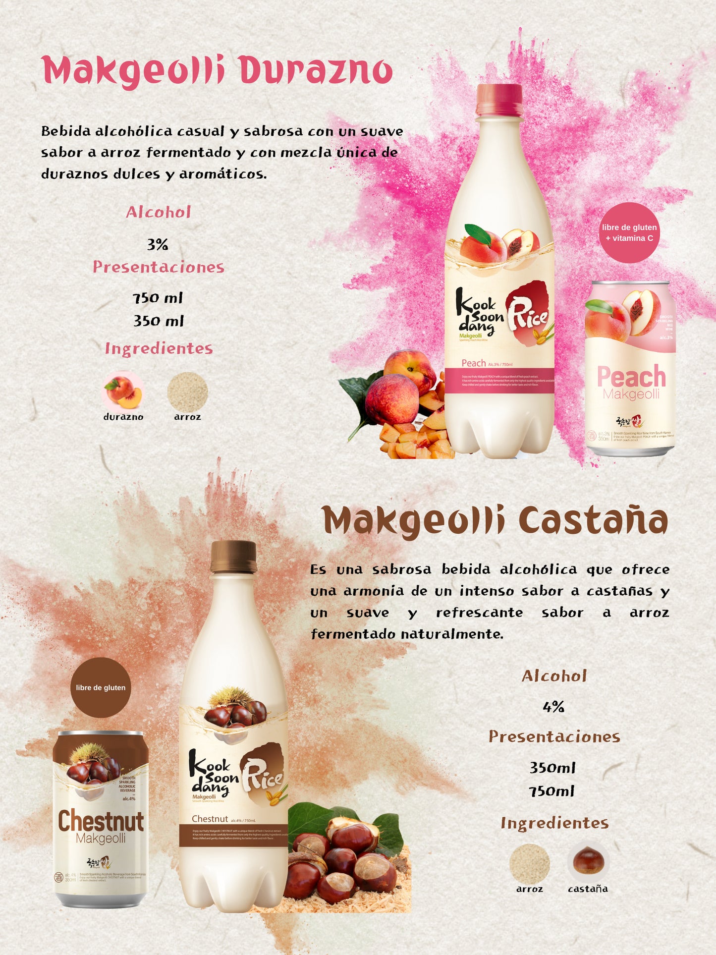 국순당 막걸리 밤맛 / Bebida Coreana Makkoli Kooksoondang Sabor Castana 1 Botella