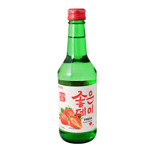 Bebida Coreana Licor de Arroz Buen Día Soju Sabor de Fresa 1 Botella