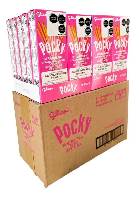 1 Caja de 20 Piezas Comida Japonesa Galleta Biscuit Sticks Pocky Sabor Fresa