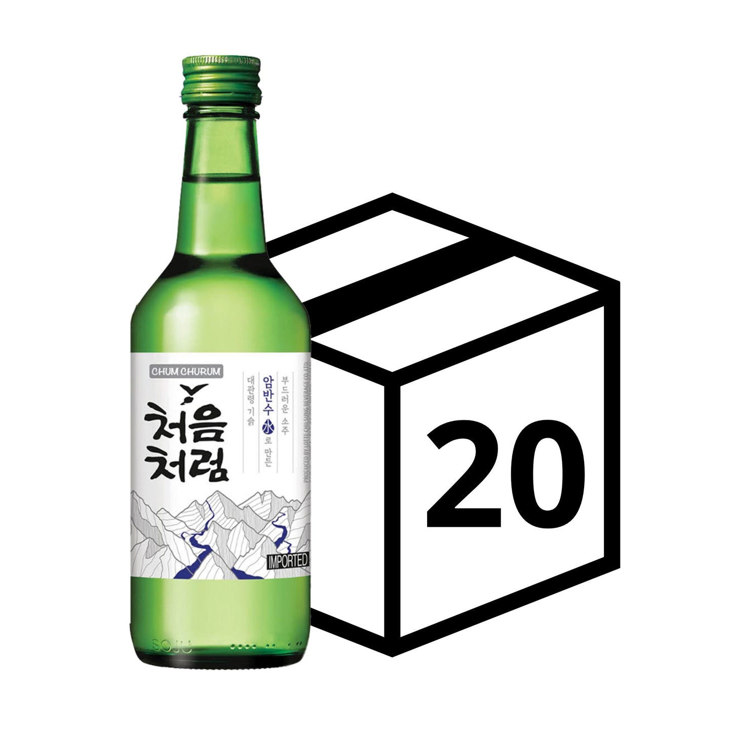 1 Caja de 20 Botellas Bebida Coreana Licor Chum Churum Soju Sabor Original