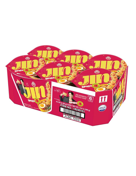 Sopa Instantánea 6 Ramen Coreana Ottogi Jin Vaso Picante 65g Version BTS