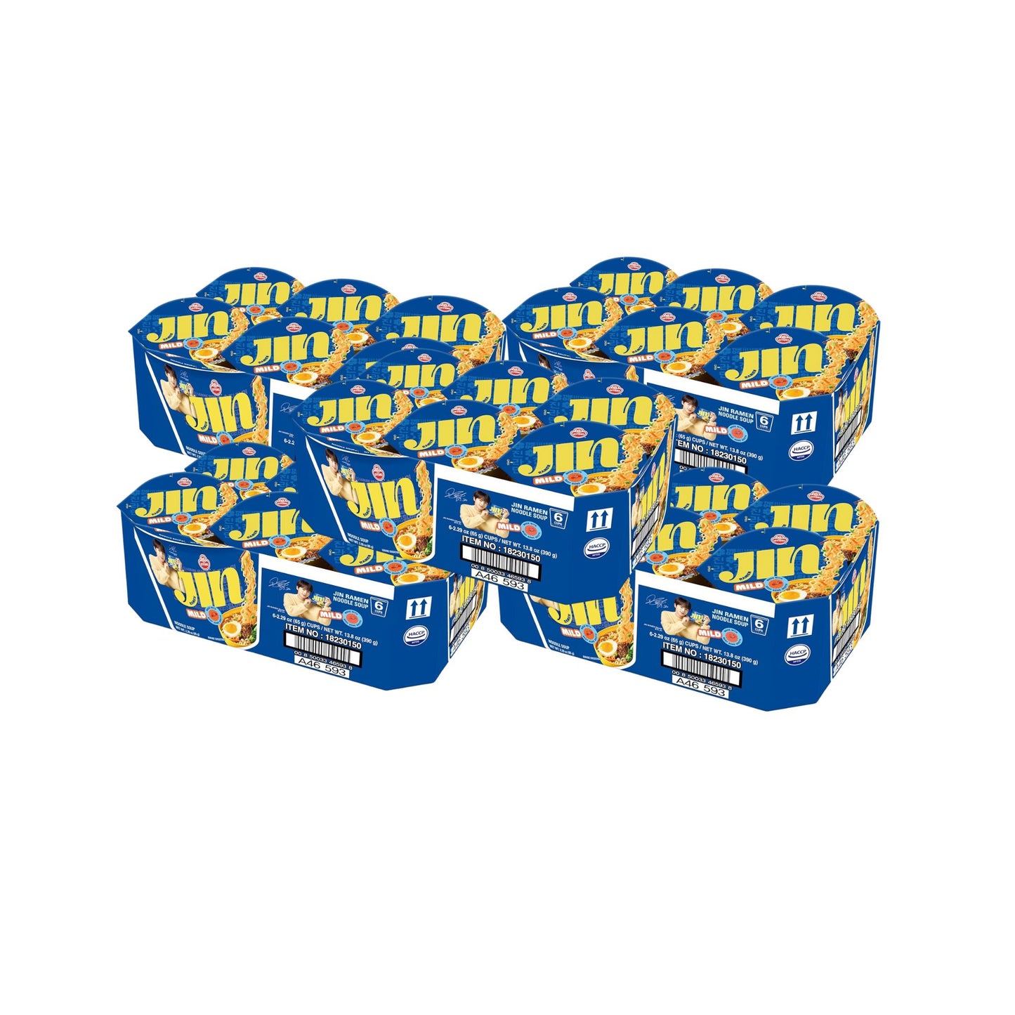 5 Cajas de Sopa Instantánea 6 Ramen Coreana Ottogi Jin Vaso Mild 65g Version BTS