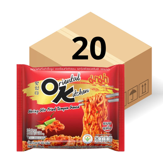 1 Caja de 20 Bolsas Ramen Instantáneo Thai Mama OK Ramen Camaron TomYum Picante